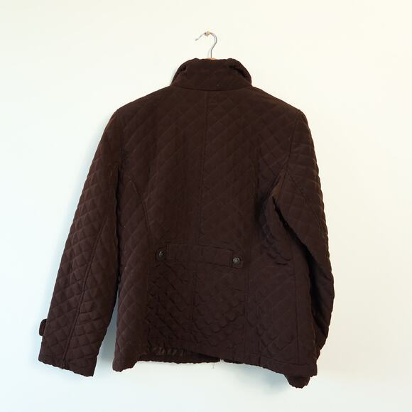 St. John's Bay Quilted Brown Coat with Pockets Medium - Picture 2 of 6